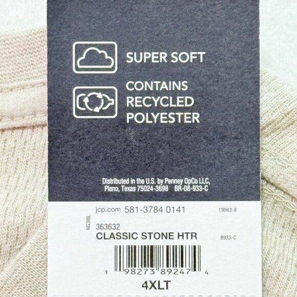 St Johns Bay Men's Big/Tall Super Soft Pullover Stone Henley Shirt Size 4XLT NWT - Picture 8 of 10